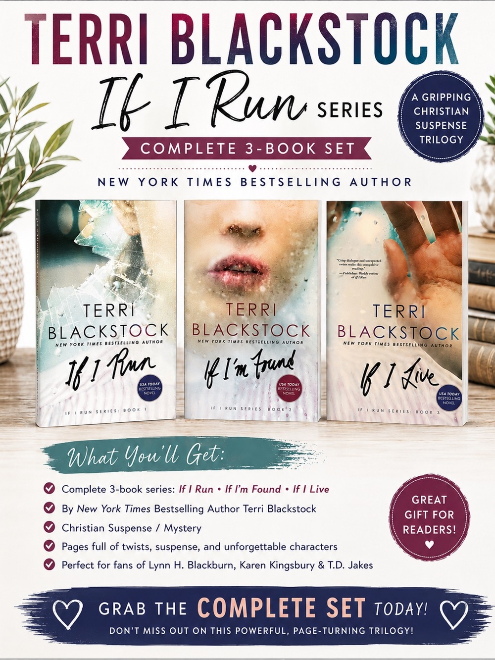 Terri Blackstock If I Run Series Complete 3 Book Set Christian Suspense